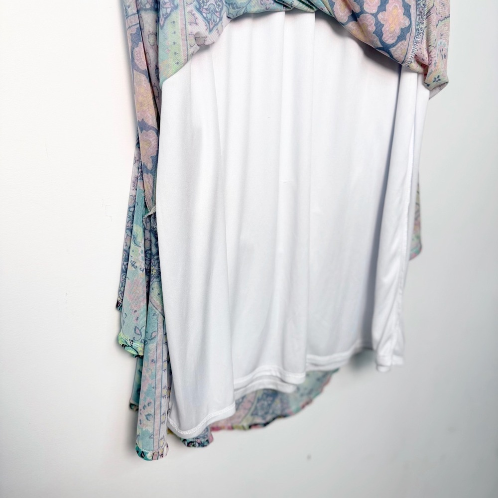 Ruby Rd Pastel Paisley Patchwork Boho Skirt Large Mesh Ruffle Asymmetrical - Picture 9 of 10